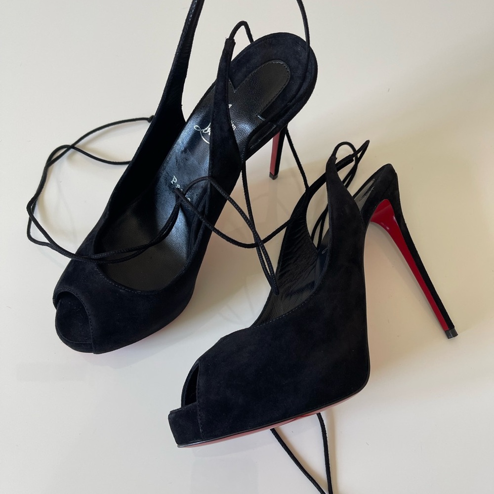 Christian Louboutin Black Peep-Toe Heels